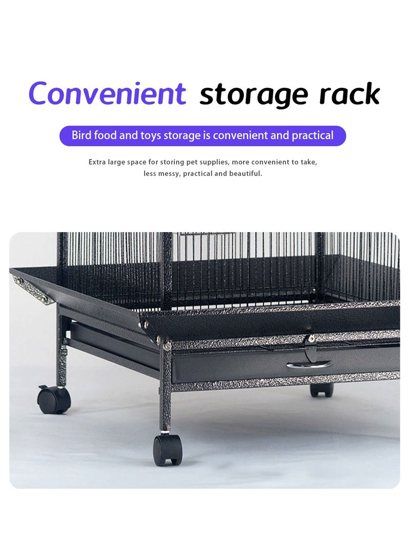 Kidle Open Top Standing Bird Cage Parrot Cage Bird House with Rolling Stand for Parakeets - Image 5